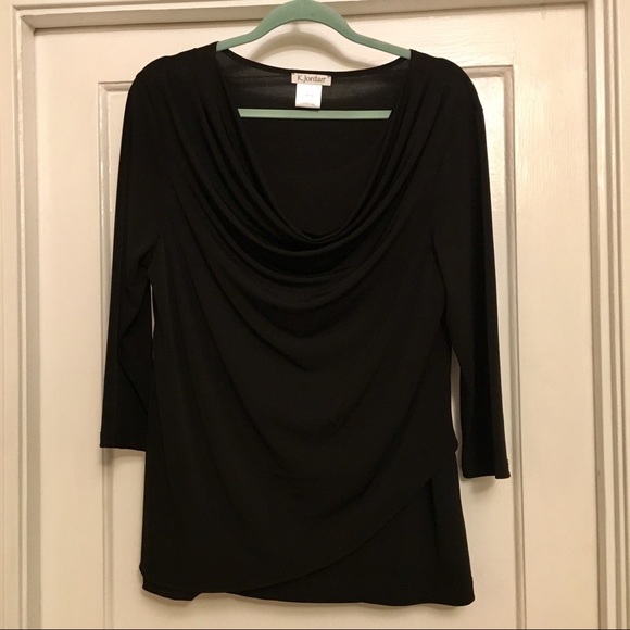 K. Jordan Tops - K. JORDAN SLINKY BLACK COWL NECK TOP size LARGE